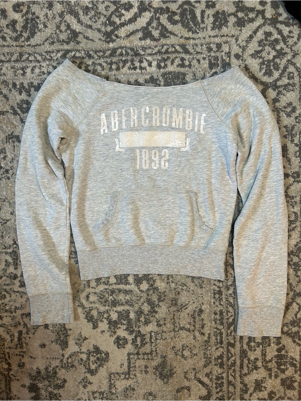 Abercrombie & Fitch Light Gray Off-the-Shoulder Sweater